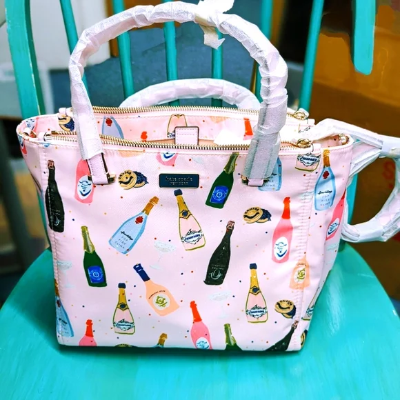 kate spade Bags Kate Spade Pink Purse With Wine Bottles Poshmark